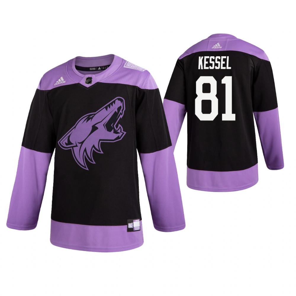 Adidas Coyotes #81 Phil Kessel Men's Black Hockey Fights Cancer Practice NHL Jersey